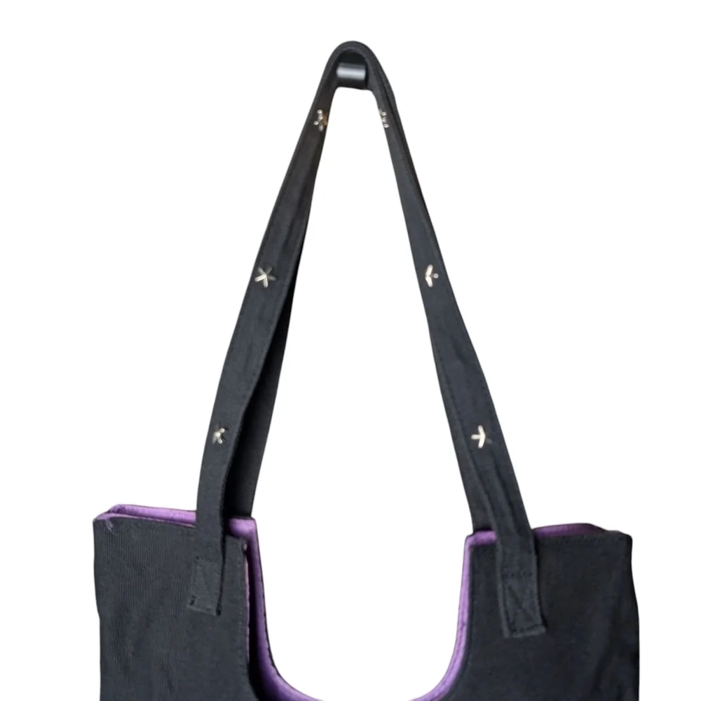 Disney Eeyore Tote Bag Donkey Winnie Pooh Butterflies Stars Black Purple EUC